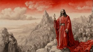 Jésus montré par le diable tous les royaumes du monde sur une montagne - Adore-moi
