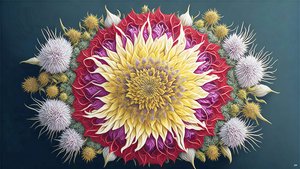 mandala: éléments de chardon avec fleur_01