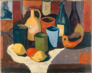 Nature morte avec cruches et fruits - Josef Scharl