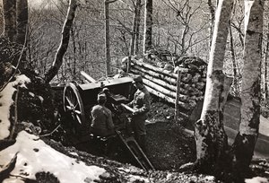 Album "Meine weltkriegs - Erinnerungen South-West Front (Carinthie, Italie, Tyrol du Sud) 31/03/1915-12/11/1918 - Josef Zohles Wien": soldats avec canon - Josef Zohles