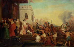 Christophe Colombe recu par Ferdinand II et Isabelle laCatholique a son retour des Indes … - Joseph-Nicolas Robert-Fleury