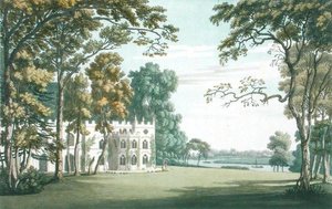 La maison, les jardins et le lac de Strawberry Hill, gravé par J.C. Stadler, publié en 1793