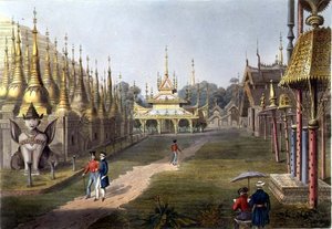 Scène sur la Terrasse de la Grande Pagode Dagon à Rangoon Regardant vers le Nord, planche 5 de 