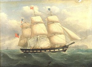 Un navire anglais à gréement carré au large de la côte - Joseph (attr. to) Heard