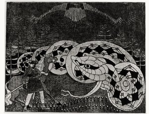 Seppo Ilmarinen labourant le champ des serpents, illustration du 