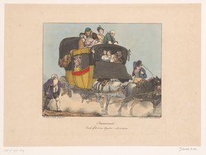 Femme vomissant depuis un omnibus en marche - Joseph Ambroise Jobard