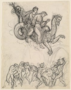 Dante et Virgile chevauchant sur le dos de Géryon - Joseph Anton Koch