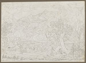 Le Glacier de Grindelwald avec Chasseur et Paysanne au Premier Plan, vers 1823 - Joseph Anton Koch