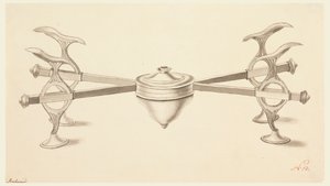Conception pour un support de plat avec bras extensibles et une petite lampe à esprit - Joseph Anton Seethaler Ii