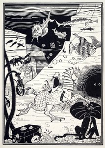 Il y avait une grande variété de grands arbres nobles, chargés de fruits marins, tels que des homards, des crabes, des huîtres, des Aventures surprenantes du baron de Münchhausen, pub. 1895 - Joseph Benwell Clark