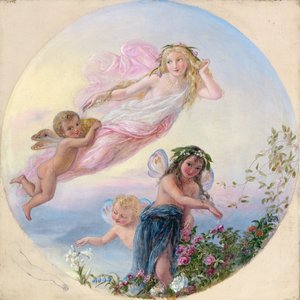 Une sylphide et ses fées assistantes aspergeant la rosée du matin