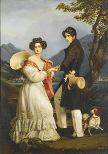 Duc Maximilien Joseph en Bavière et Ludovika de Bavière au Schloss Tegernsee - Joseph Carl Stieler