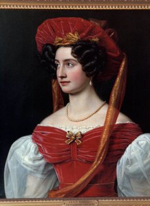 Portrait de femme au chapeau rouge - Joseph Carl Stieler