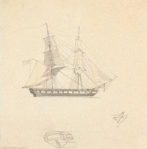 Brig Simple ; Croquis de Poupe et Gouvernail Séparés - Joseph Cartwright