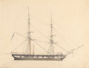 Brig simple avec Union Jack et trois figures - Joseph Cartwright