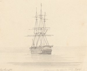 Frégate unique, poupe en avant; Albion 20 avril 1817 - Joseph Cartwright