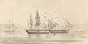Trois navires avec gréement de barque - Joseph Cartwright