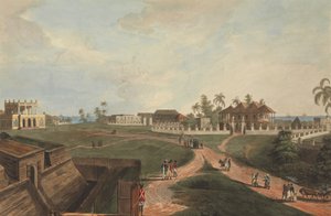 Maison du gouvernement et maison du conseil, Fort Marlborough, Benkulen, Sumatra, 1799 - Joseph Constantine Stadler