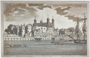 Vue de la Tour de Londres depuis la Tamise avec des bateaux sur le fleuve, 1795 - Joseph Constantine Stadler