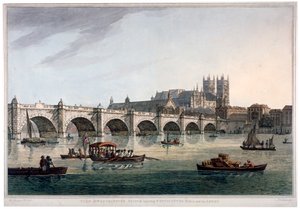 Pont de Westminster, Abbaye de Westminster et Westminster Hall, Londres, 1789 - Joseph Constantine Stadler