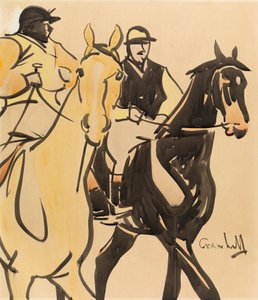 Deux cavaliers (gouache sur carton) - Joseph Crawhall