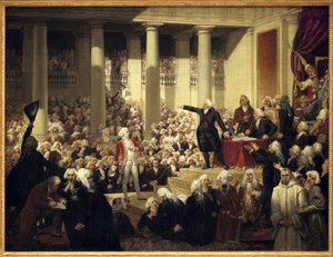 Révolution française : Honoré Gabriel Riqueti, comte de Mirabeau, devant Monsieur de Dreux-Brézé à l