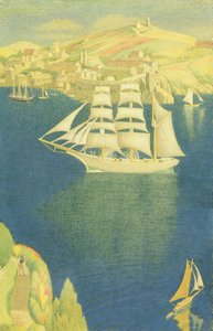 La barque blanche à Fowey, 1943 - Joseph Edward Southall