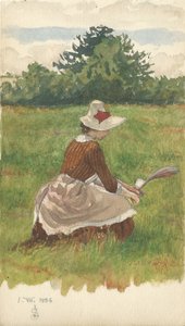 Femme ramassant de l