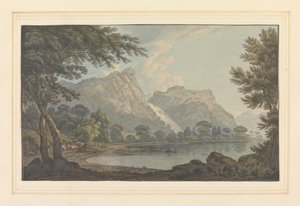 Rochers de Lodore -- chute et cottage - distance - Joseph Farington