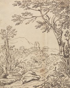 Arbres et un château lointain - Joseph Farington