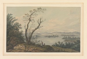 Vue à travers Windermere regardant vers la grande île