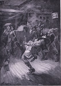 A tiré sur le nouveau capitaine à la tête (lithographie) - Joseph Finnemore
