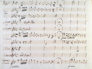 Première page de la partition musicale du menuet dans Armida par J Haydn (1784)