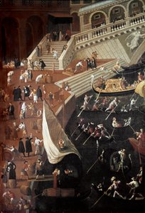 Régate au Ponte di Rialto à Venise, détail des quais