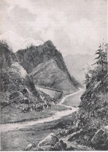Afghanistan : La marche de la colonne de Kaboul vers Khandahar, août 1880, illustration de British Battles on Land and Sea, 1915 - Joseph Holland Tringham