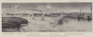 Bombardement des forts de Taku par des canonnières, la scène juste à l