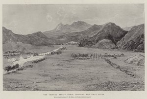 La force de secours de Chitral traversant la rivière Swat - Joseph Holland Tringham