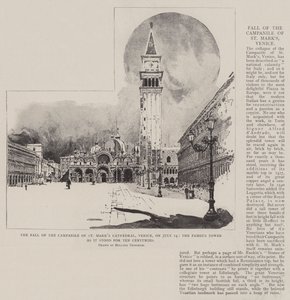 La Chute du Campanile de la Cathédrale Saint-Marc, Venise, le 14 juillet, la Tour Célèbre telle qu