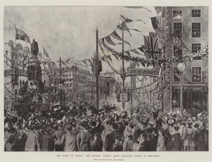 La reine à Dublin, Sa Majesté descendant la rue Sackville en semi-état