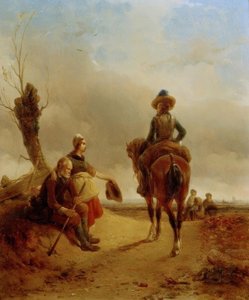 Paysage avec scène équestre baroque