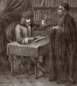 Voltaire et le religieux - VOLTAIRE, François-Marie Arouet - avec un clergé. Voltaire et un prêtre (Religion) - Gravure de Joseph Lante - 1764 - Joseph Lante