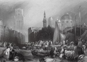 Marché aux poissons, Rotterdam - Joseph Mallord William (after) Turner