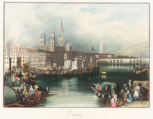 Rouen (France). Lithographie par Joseph Mallord William Turner - Joseph Mallord William Turner