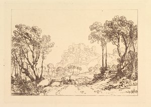 Le château au-dessus des prairies Liber Studiorum, partie II, planche 8, 1808