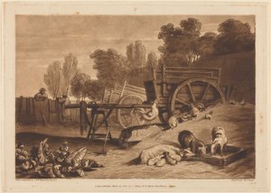 La cour de ferme avec le coq - Joseph Mallord William Turner