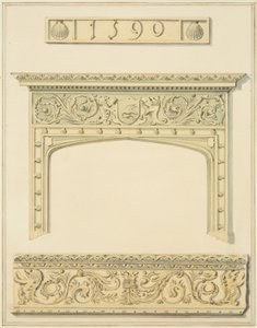 Cheminée et poutre dans la chambre haute et corniche dans la chambre basse, 9 Small Street - Joseph Manning