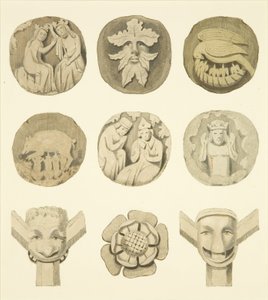 Pierres de voûte (bosses) au plafond de l