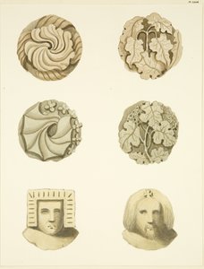 Pierres de voûte (bosses) au plafond de l