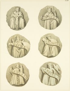 Pierres de voûte (bosses) au plafond de l