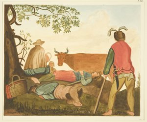 Guy, comte de Warwick, et la vache Dun, copies de la peinture originale à l